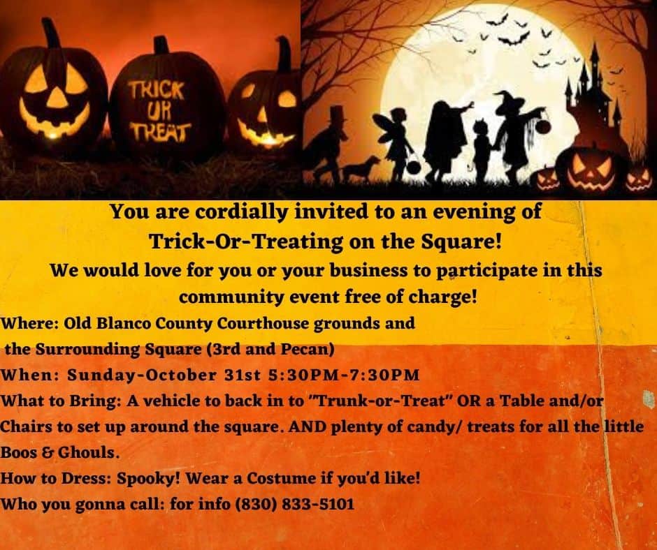 Trick or Treat around the Square Visit Blanco